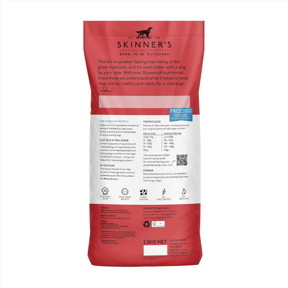 Skinner’s Field & Trial Muesli Mix – Complete Dry Adult Dog Food, For Fussy Eaters, Mixed Kibble for Variety, 15kg