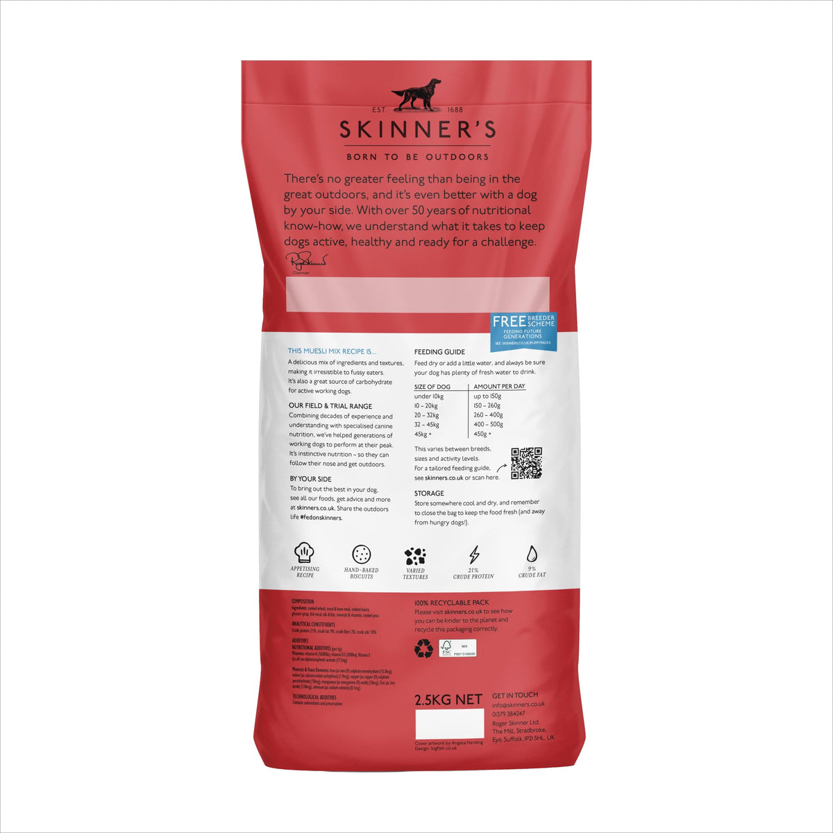 Skinner’s Field & Trial Muesli Mix – Complete Dry Adult Dog Food, For Fussy Eaters, Mixed Kibble for Variety, 15kg
