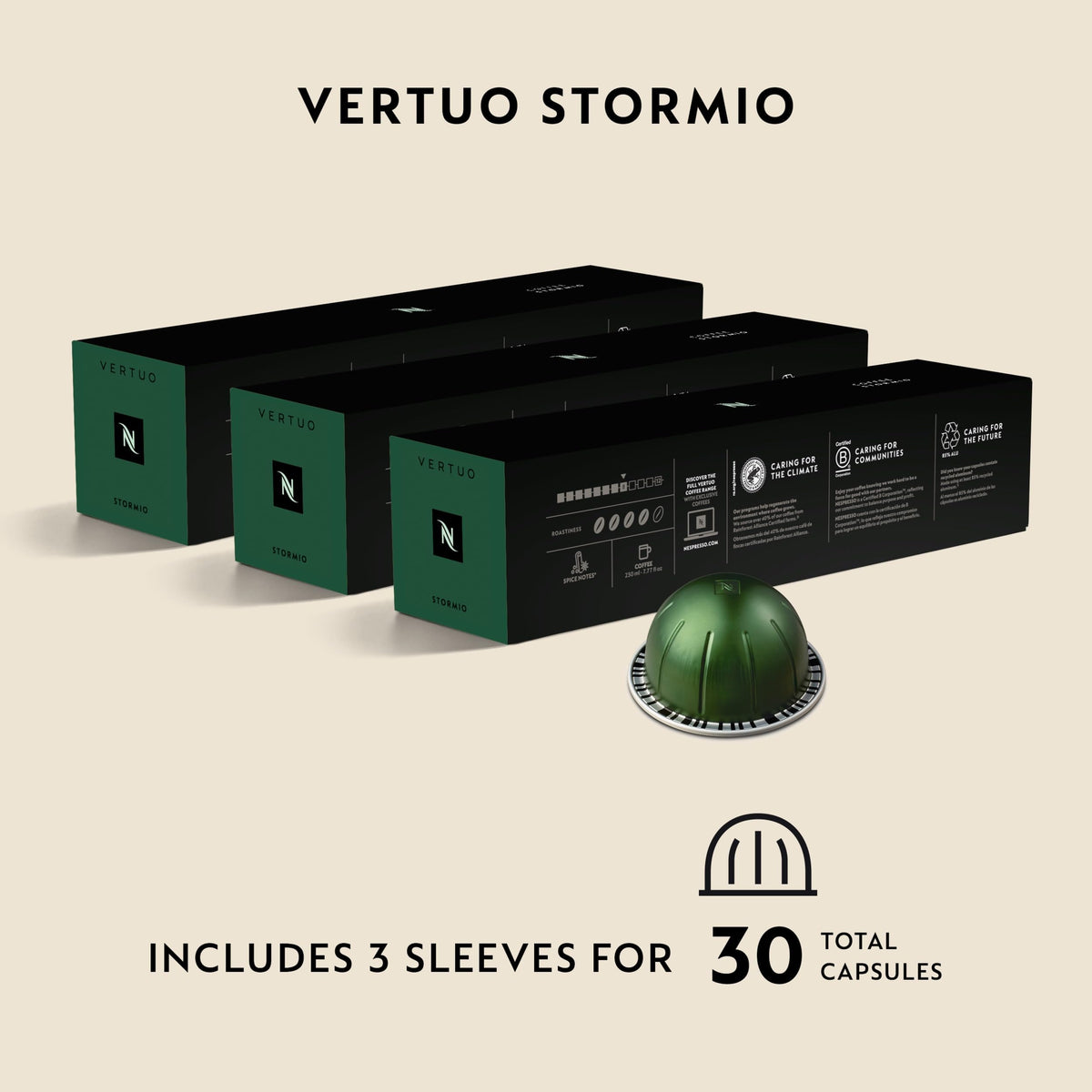 Nespresso Vertuo Coffee Pods Espresso Variety Pack - 30 Capsules (3 sleeves) Includes 10 Altissio, 10 Diavolto, 10 Voltesso Pods