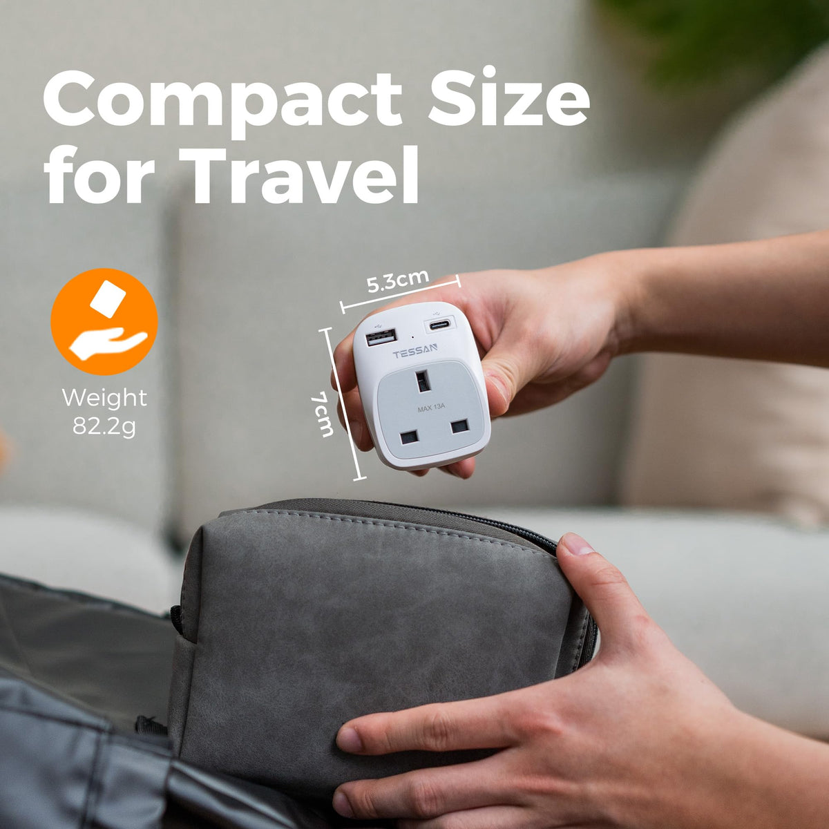 TESSAN UK to Australia Plug Adapter, Type I AU NZ Travel Adapter with USB C