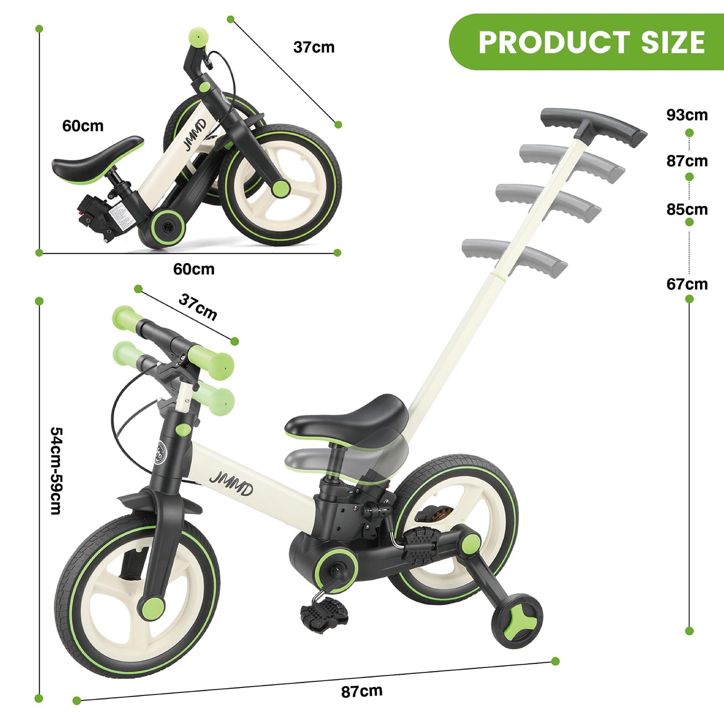 JMMD 6-in-1 Convertible Toddler Balance Bike to Pedal Bike — Ages 18 Months to 5 Years