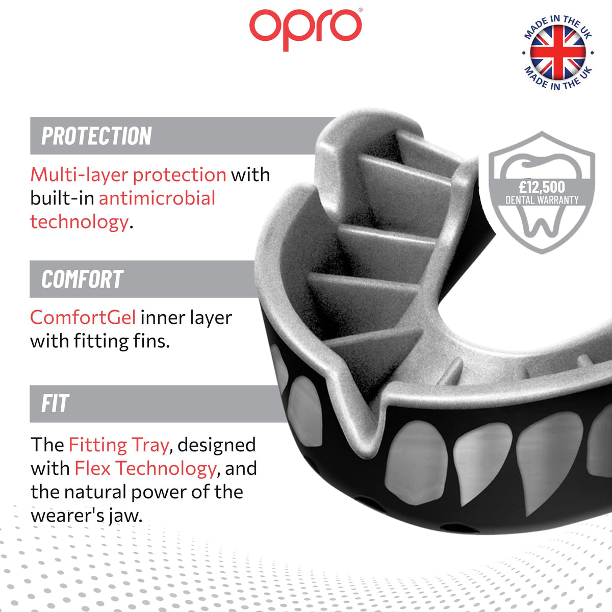 OPRO Silver Level Mouthguard Essential Fit – Gum Shield Adult and Kids – OPRO Mouth Guard Boxing and MMA, Easy Self-Fit Gum Shield Rugby and Hockey – Superior Protection with Dental Warranty