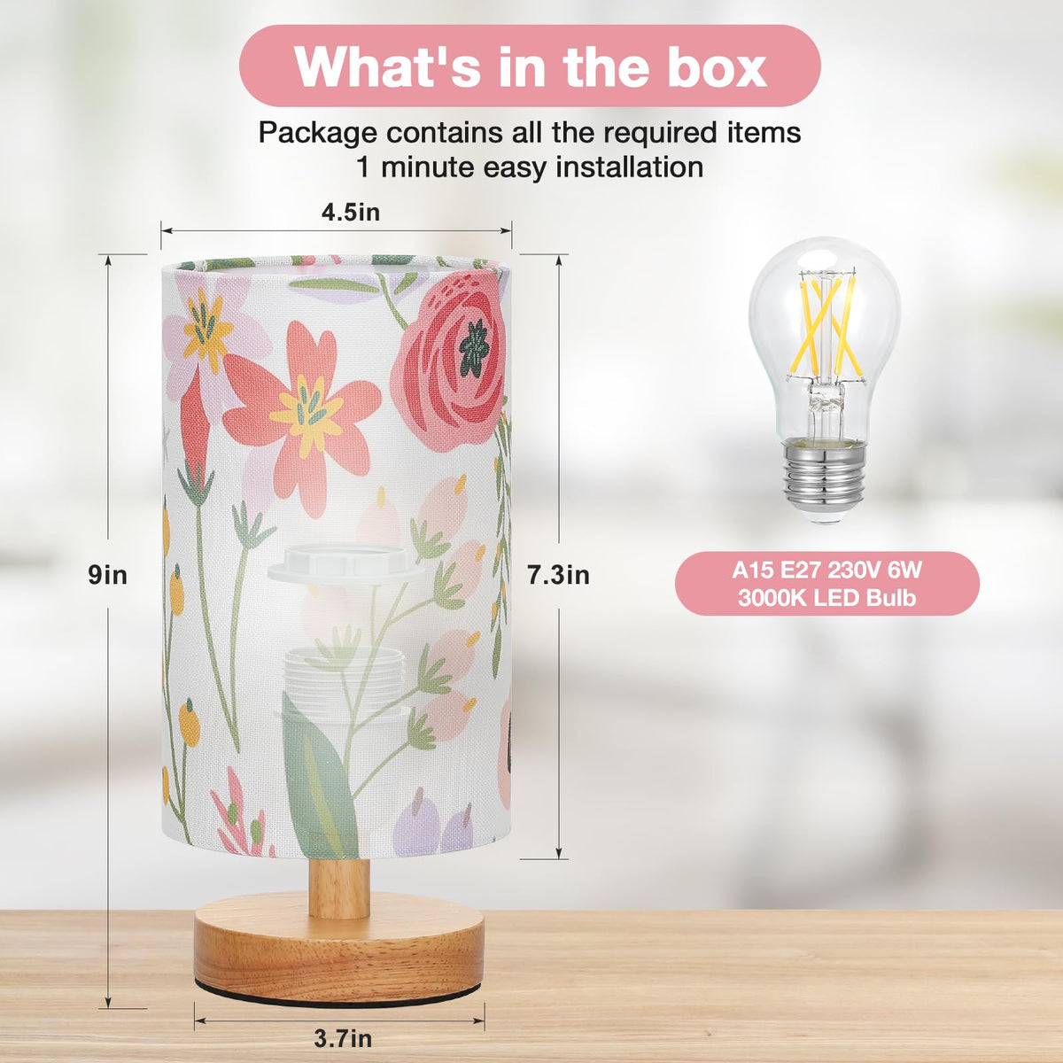 Aooshine Bedside Lamps, 3000K Warm Table Lamp for Bedroom Living Room