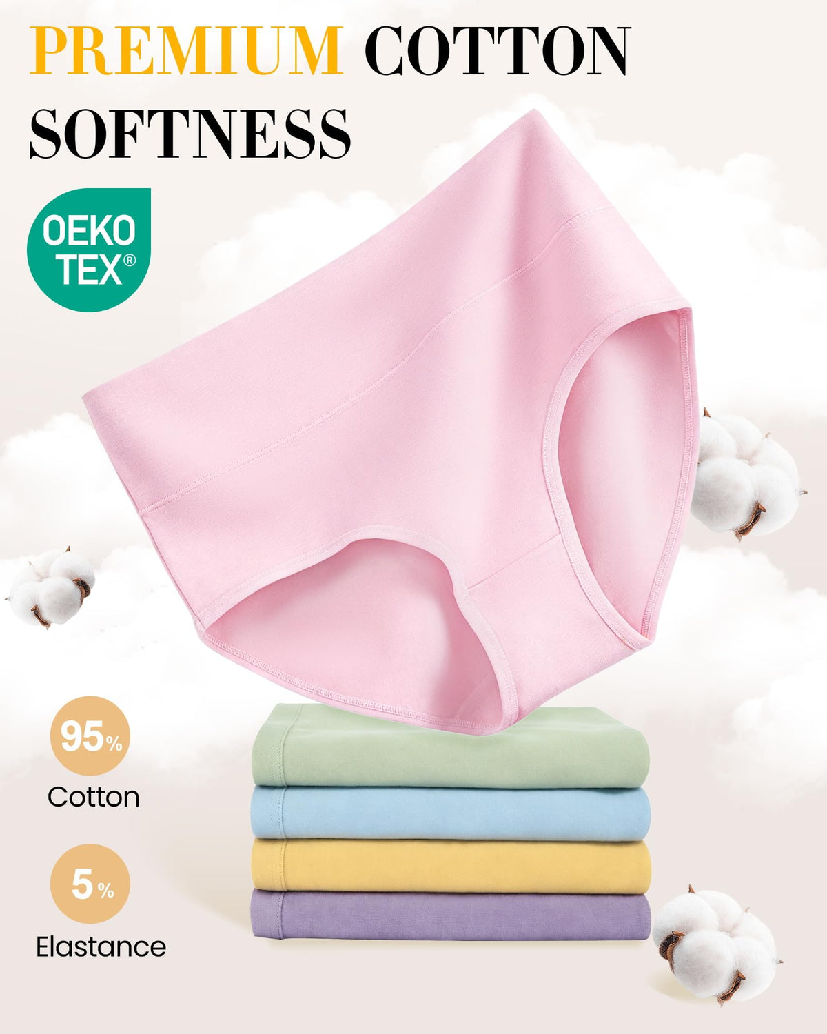 SIMIYA Cotton Underwear Women, High Waisted Knickers for Women Multipack