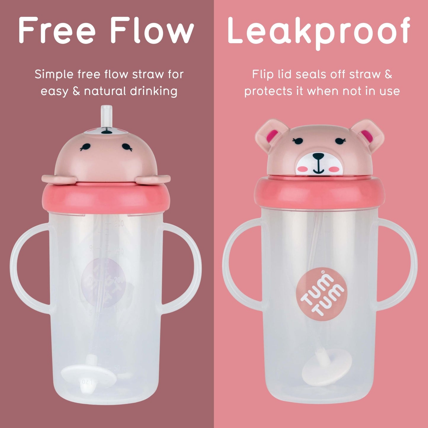 TUM TUM Tippy Up Free Flow Sippy Cup (No Valve), Sippy Cup for Toddlers, 200ml, BPA Free (Betsy Bear S3)