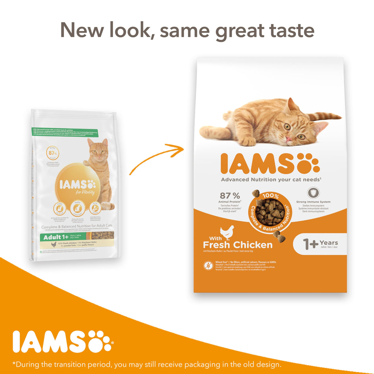 IAMS Adult Complete Dry Cat Food Chicken 3kg - Supports Strong Immune System