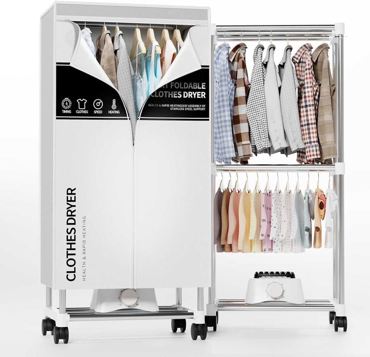 Clothes Dryer, Portable Drying Machine with Timer, 60inch Laundry Drying Wardrobe with Large Capacity, Electric Dryer/Rack for Home | Appartments (Blue IV5)