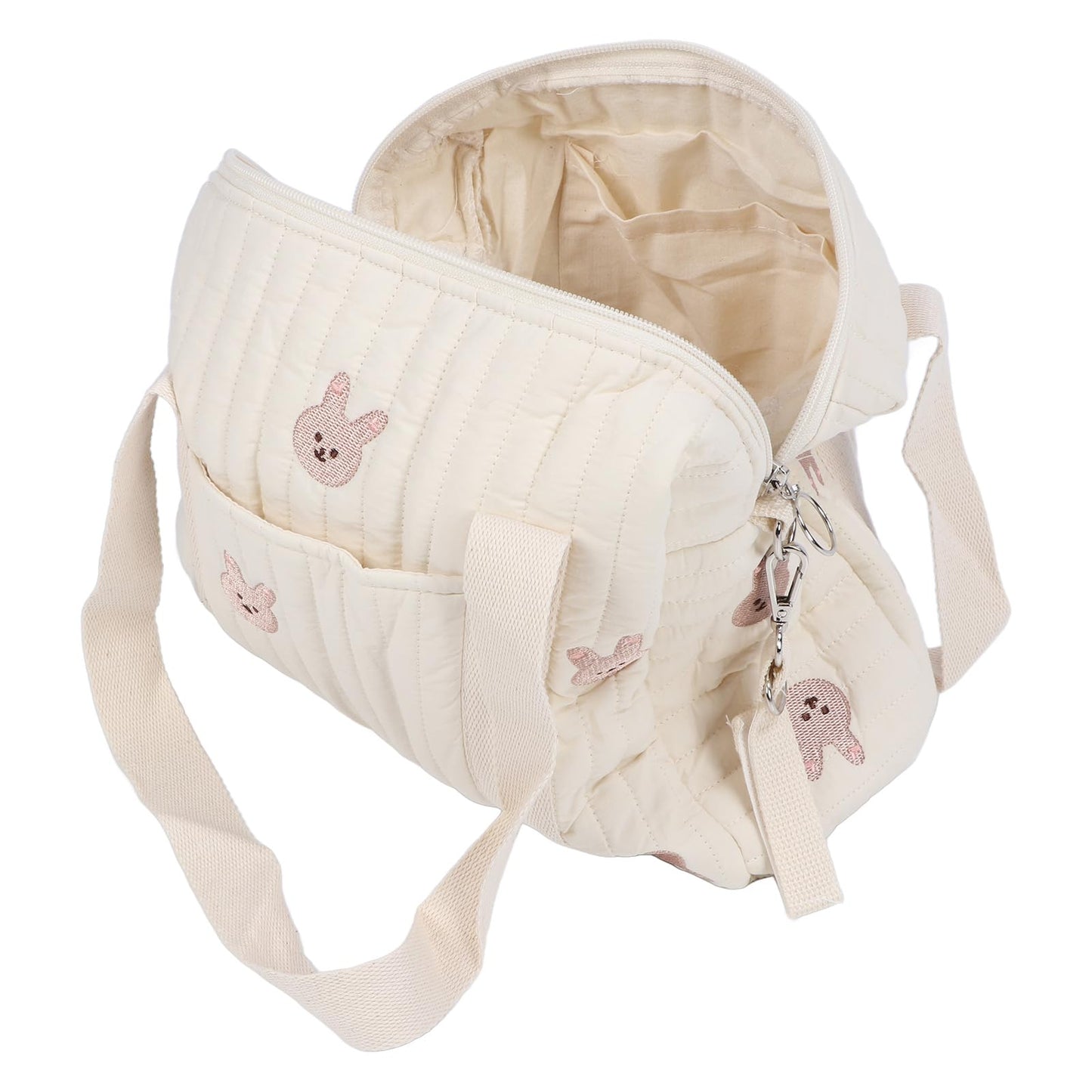 Baby Stroller Storage Bag, Cotton Cloth Reusable Handbag Pram Organiser Bag Multifunctional Pushchair Organiser with Zipper Pockets for Pram Travel 32x12x25cm (#3)