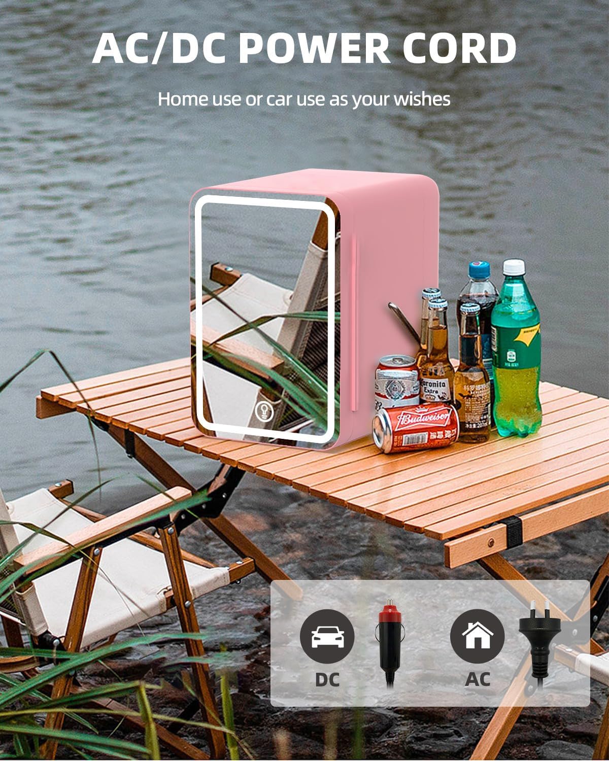 6L Skincare & Makeup Mini Fridge, Cooler & Warmer with LED Mirror