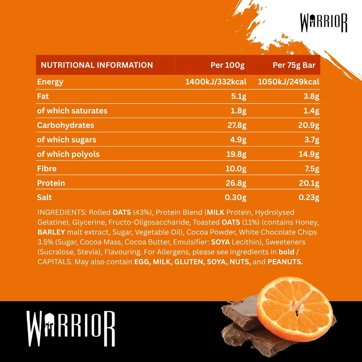 Warrior RAW Protein Bars 12 x 75g High Protein Oat Flapjack Snack