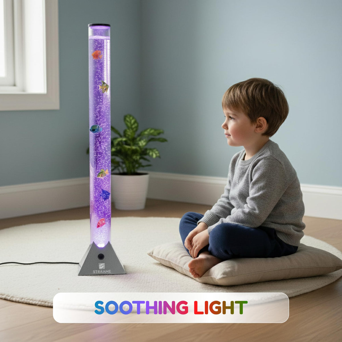 Straame 90cm LED Bubble Fish Lamp, Colour Changing Sensory Lamp, Black Base