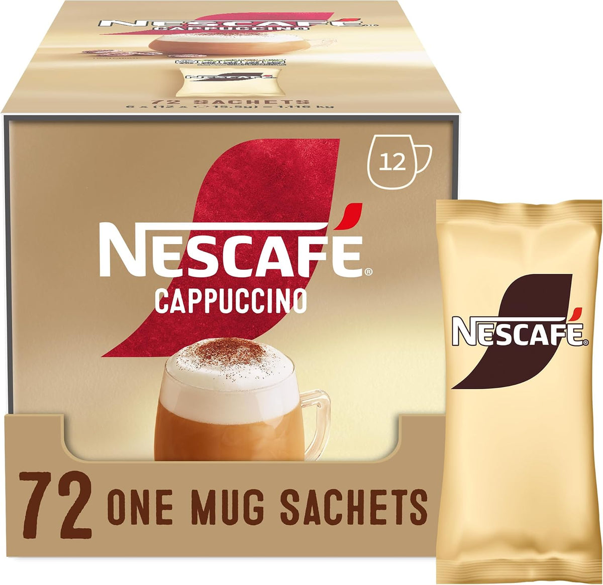 NESCAFÉ Cappuccino Instant Coffee Sachets - 72 x 15.5g