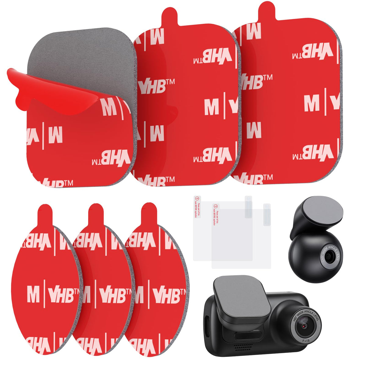 Dash Cam Sticky Pads, 6Pcs Dash Cam Mount Adhesive Pads, Double Sided Sticky Pads for Dashcam GoPro Car Camera Action Camera, Dashcam Sticky Pad for Windscreen & Dashboard, Cuttable Adhesive, 56mm
