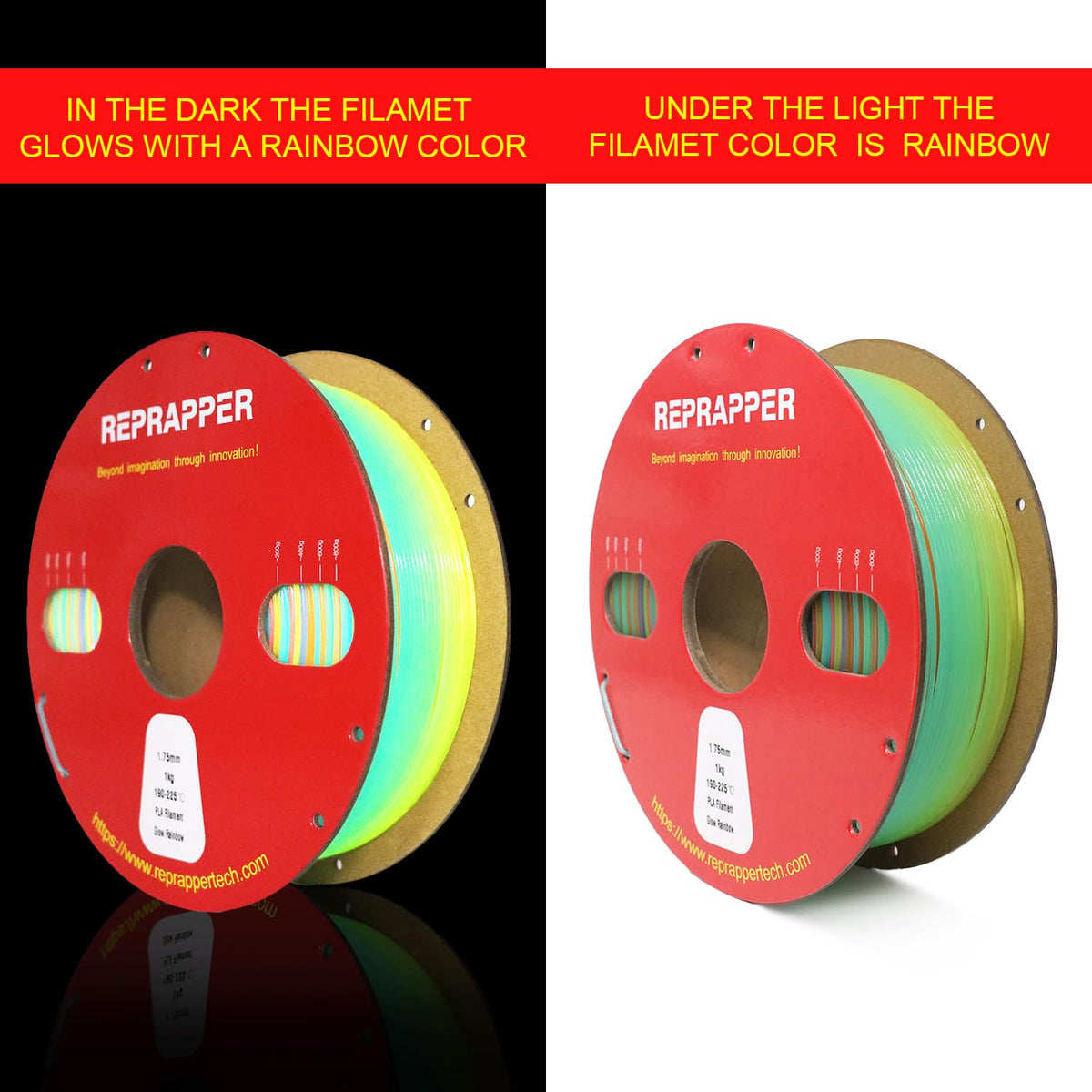 Reprapper 4X 250g Color Pack – Dual Color PLA Filament 1.75mm for 3D Printer & 3D Pen, Multicolour Filament, 4 x 250g Matte Red/Blue, Matte Purple/Green, Silk Red/Blue, and Silk Purple/Green