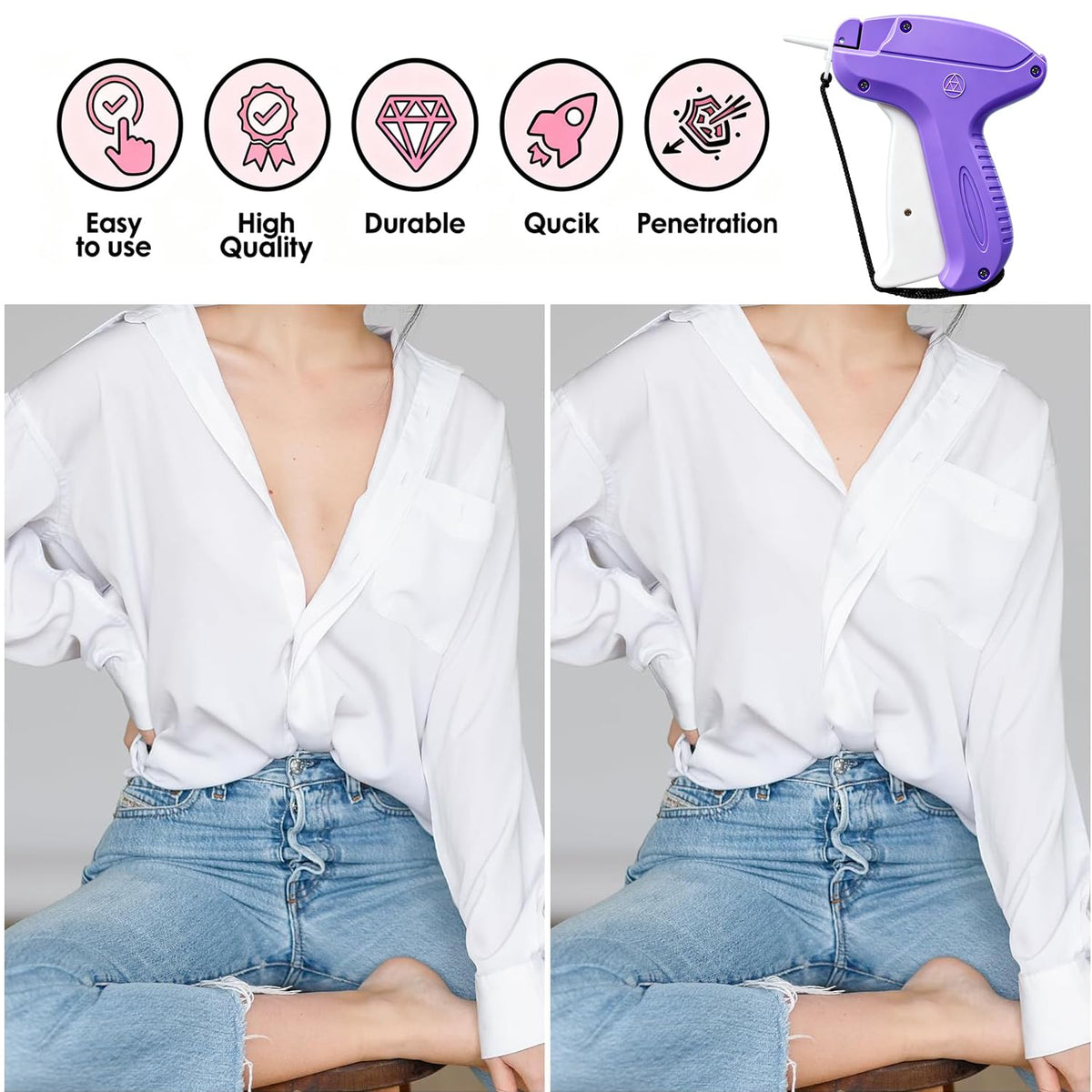 Stitchy Quick Clothing Fixer, Mini Stitch Gun for Clothes, Clothing Stitch Tagging Gun with Case,Stitchy Tool with 6 Needles,1500 Black & 1500 White 5mm Micro Fasteners
