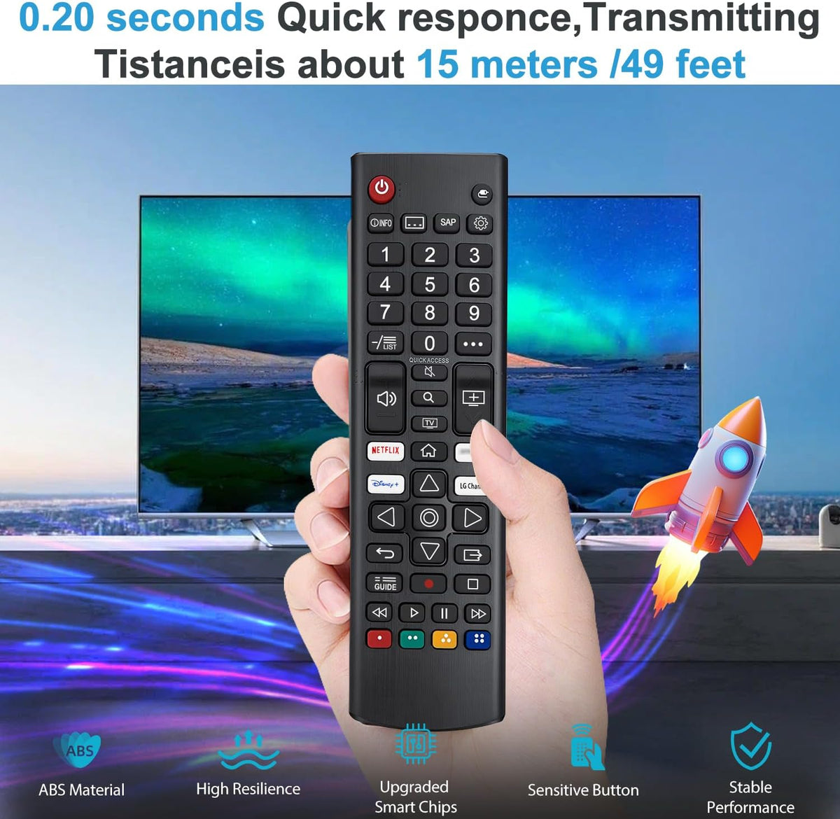 Universal Remote for LG TV Remote Control (All Models) Compatible with All L G LED OLED LCD UHD HDTV HDR Webos 4K 8K Smart TV with Netflix,Video,L G Channels Button,Disney Plus