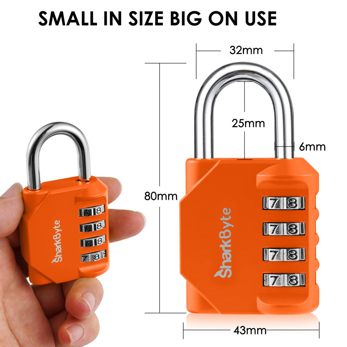 SharkByte Heavy Duty Combination Padlock – 4-Digit Weatherproof Outdoor Lock with Stainless Steel Shackle, Anti-Rust Resettable Code for Gym, School, Locker, Shed, Toolbox, Gate & Warehouse - Red
