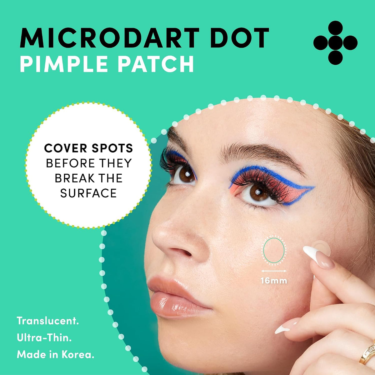 Dots for Spots Oval Spot Patch with Micro Darts - Pack of 9 Translucent Spot Treatment Stickers Infused With Niacinamide & Salicylic Acid - Fast-Acting, Vegan & Cruelty Free Skin Care