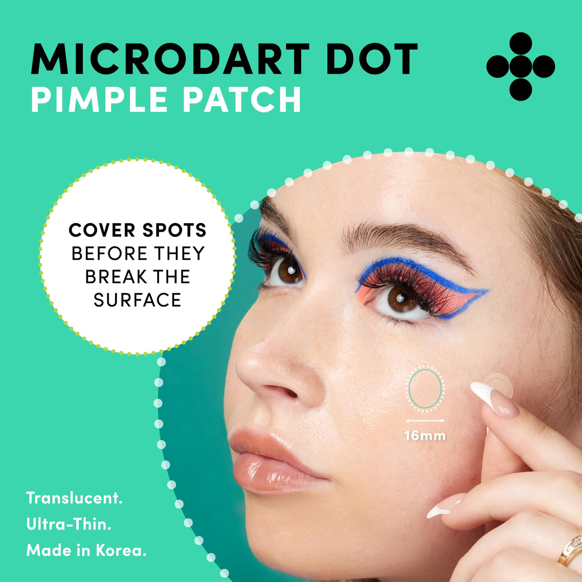 Dots for Spots Oval Spot Patch with Micro Darts - Pack of 9 Translucent Spot Treatment Stickers Infused With Niacinamide & Salicylic Acid - Fast-Acting, Vegan & Cruelty Free Skin Care