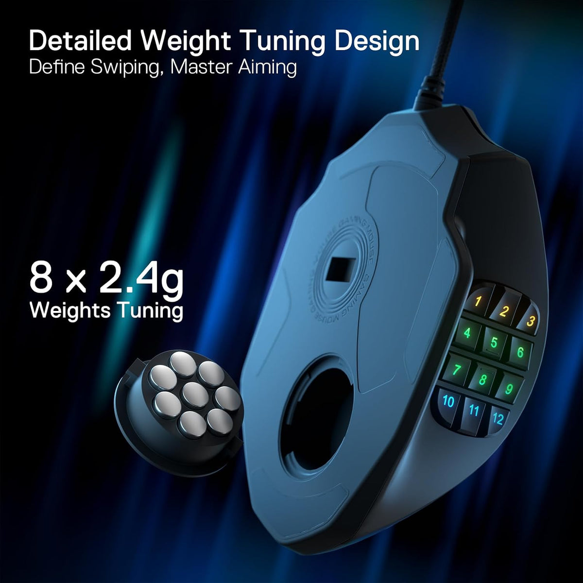 Redragon M908 Impact RGB LED MMO Gaming Mouse With 12 Side Buttons, Optical Wired Ergonomic Mouse with Max 12,400DPI, High Precision, 18 Programmable Macro Shortcuts, Comfort Grip