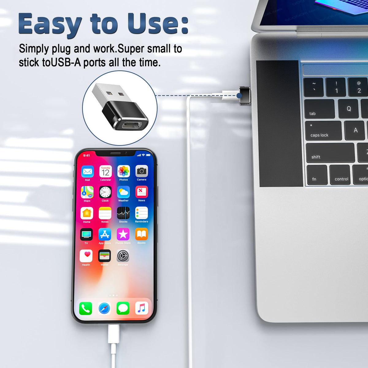 USB C to USB Adaptor, USB to USB C Adapter 3-Pack Charger Cable Converter
