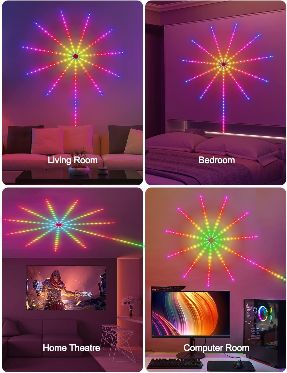 Daymeet TV Led Lights, 4M TV Led Backlight for Lights USB Powered RGBIC Light Strip for 55-75 inch Monitor Behind Lighting with Remote Music Sync Bluetooth APP Control