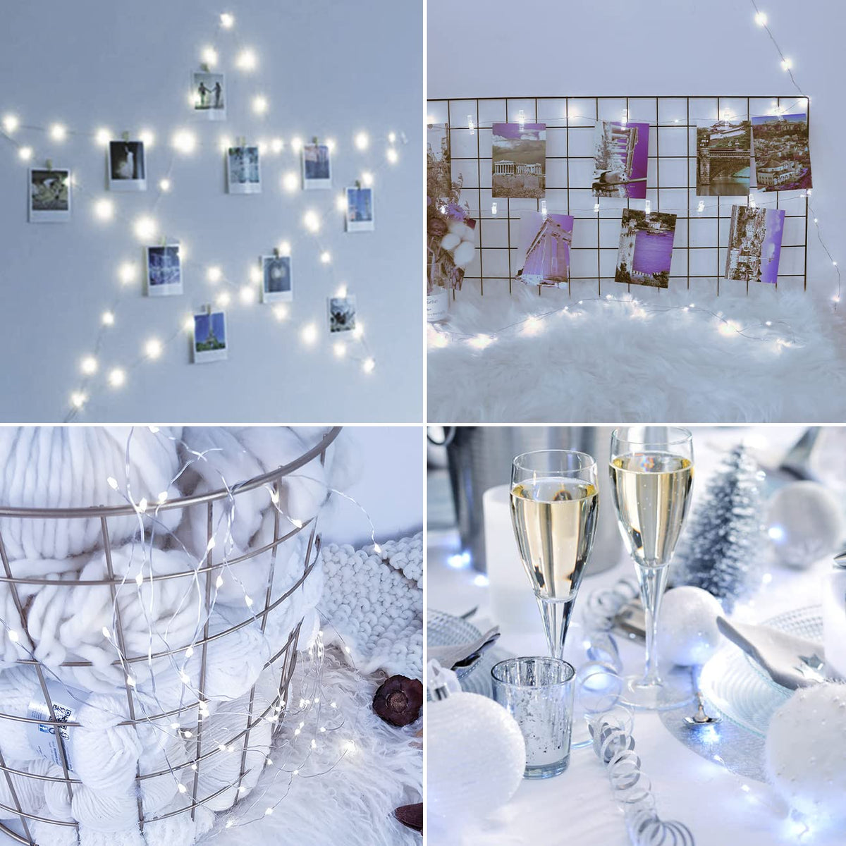 Kolpop 50LED Photo Clip String Lights, 5M Photo Peg Fairy Lights Indoor with 30 Clips Battery Powered Cooper Wire Hanging String Photo Display for Bedroom Birthday Wedding Party Christmas Decorations