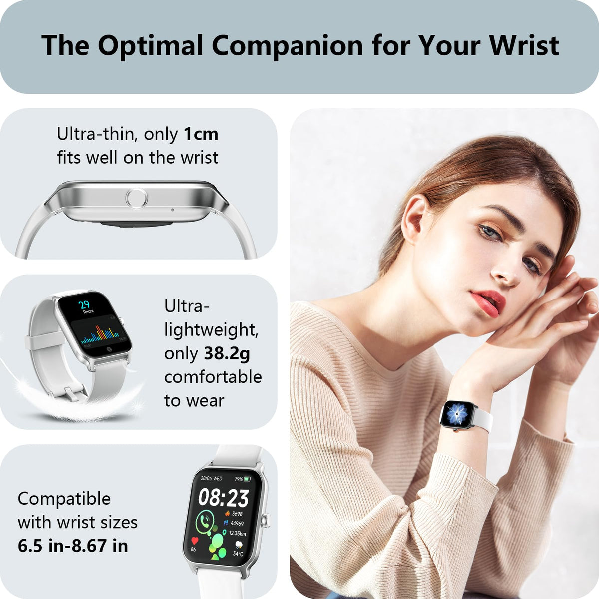 Smart Watch for Women, Answer/Make Calls, Alexa Built-in, [1.8"HD Screen] Smart Watches for Women iPhone/Samsung/Android, Fitness Watch with Heart Rate Sleep SpO2 Monitor,IP68 Waterproof, 100+ Sports