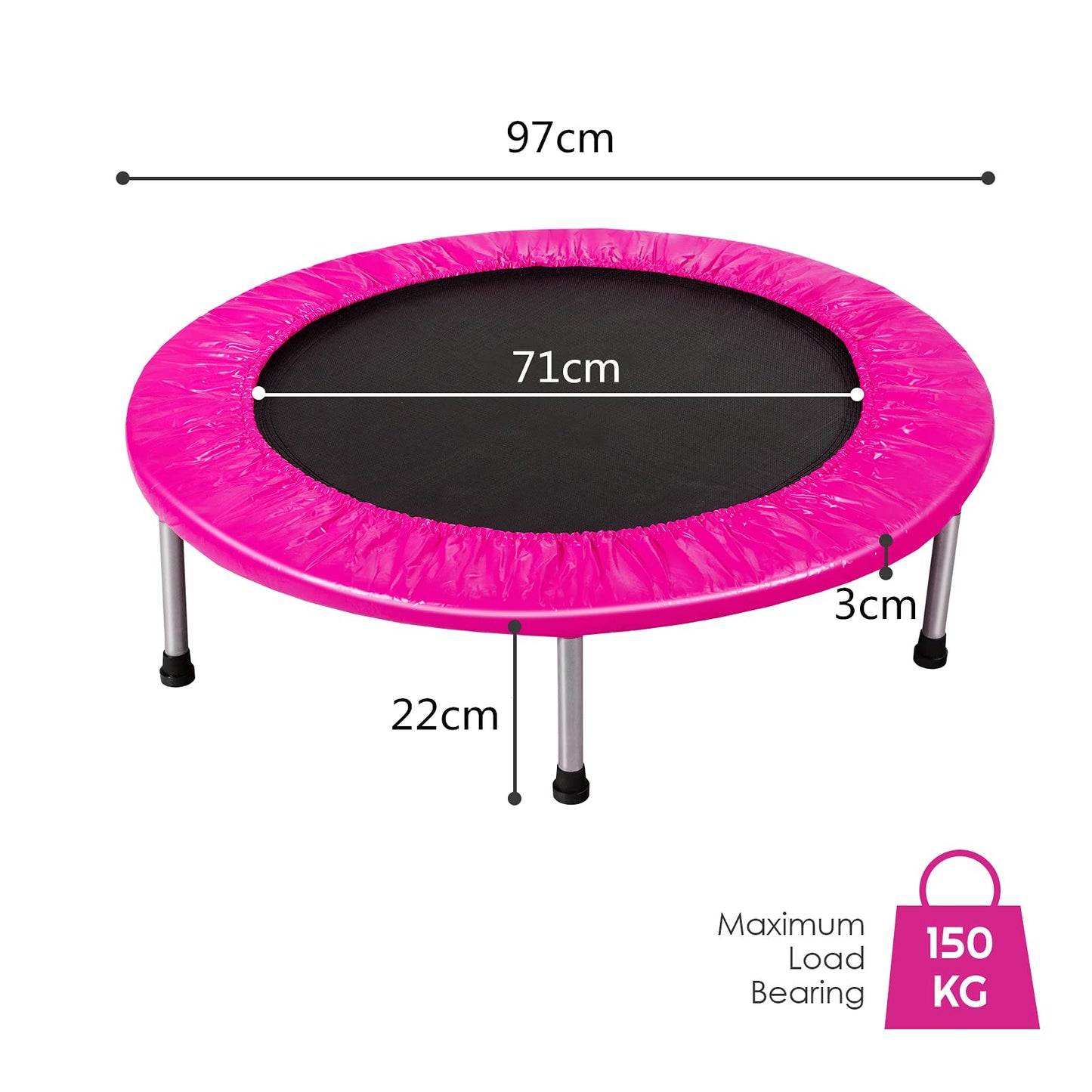COSTWAY 38" Foldable Mini Fitness Trampoline with Carry Bag — Max 150 kg