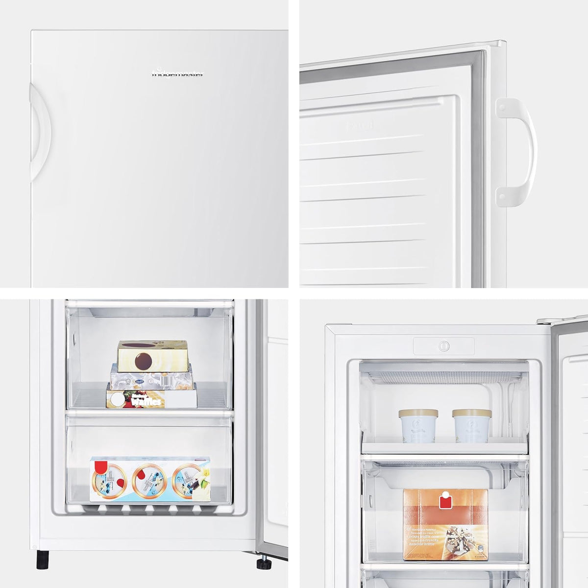 Fridgemaster MTZ55153E Freestanding Upright Freezer, 165 Litres, 143 cm Tall, 4 Star Freezer Rating, 55cm width, E Rated in White