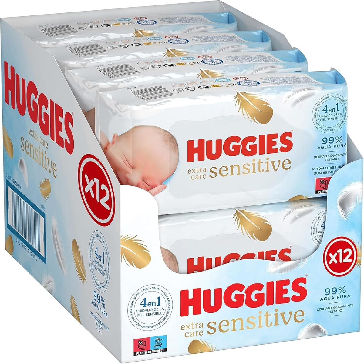 Huggies Natural Care Baby Wipes - Pack of 10 (480 Wipes) – Plastic Free Wet Wipes with Aloe Vera & Vitamin E, Hypoallergenic, Comfort and Soothe Baby's Delicate Skin