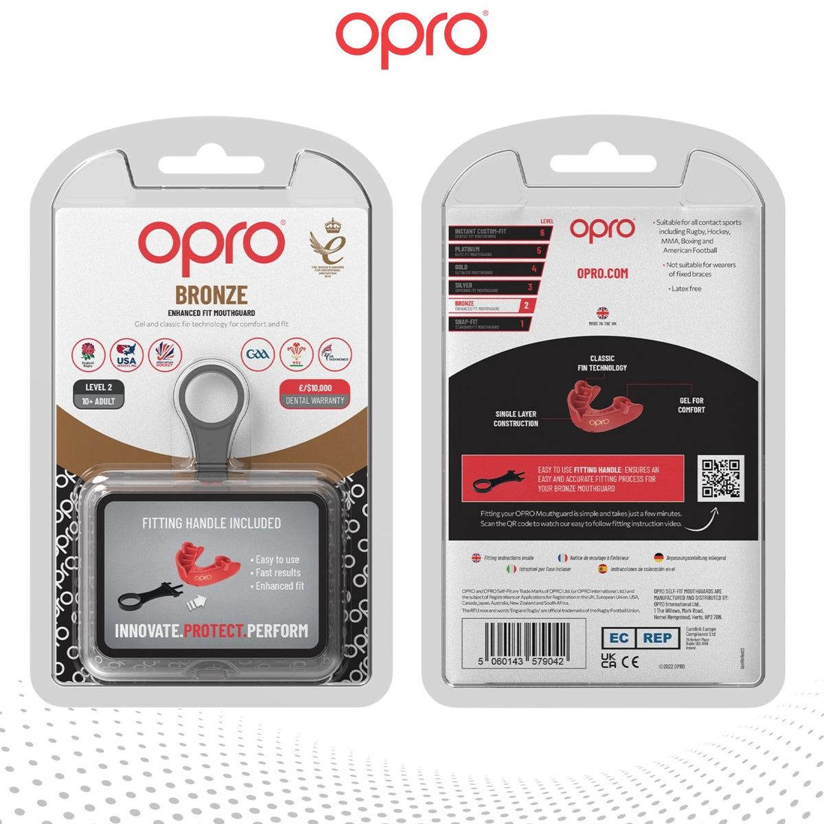 OPRO Bronze Level Mouthguard Essential Fit – Gum Shield Adult and Kids – OPRO Mouth Guard Boxing and MMA, Easy Self-Fit Gum Shield Rugby and Hockey – Enhanced Protection with Dental Warranty
