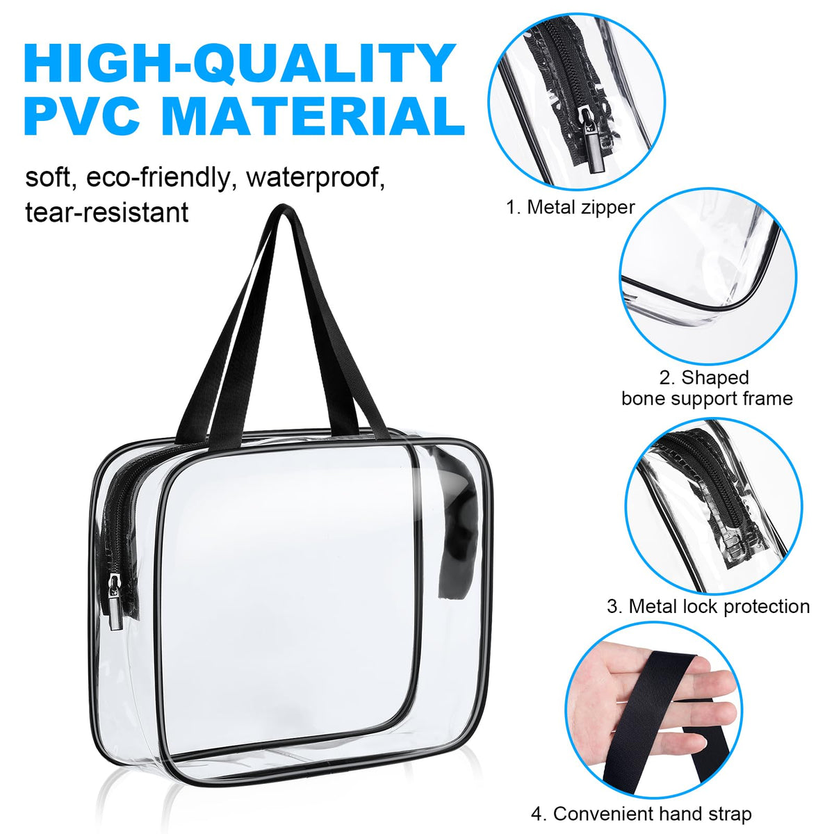 Aucuu Clear Toiletries Bag, 3 Pack PVC Waterproof Toiletries Carry Pouch, TSA Approved Travel Toiletry Bag with Zipper, Multi-Size Cosmetic Makeup Bags for Men, Women and Kids - Travel Business