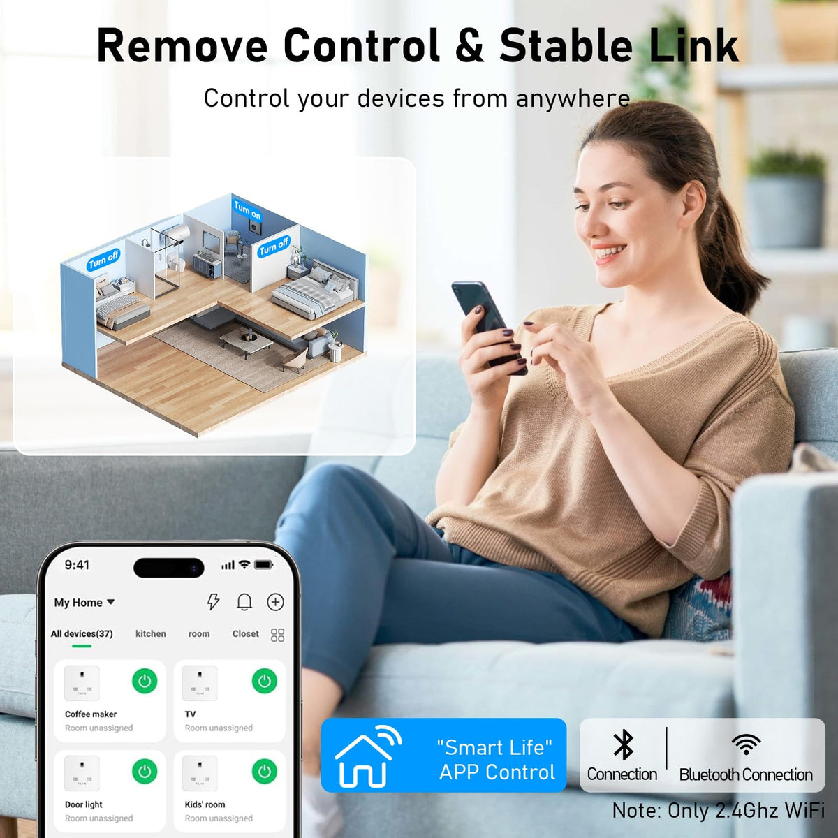 Smart Plug, TVLIVE 2 Pack Smart Plugs that Work with Alexa (Echo, Echo Dot), Google Home Voice Control, Energy Monitoring, Remote Control, Timer & Schedule, smart wifi plug socket UK, No Hub Required