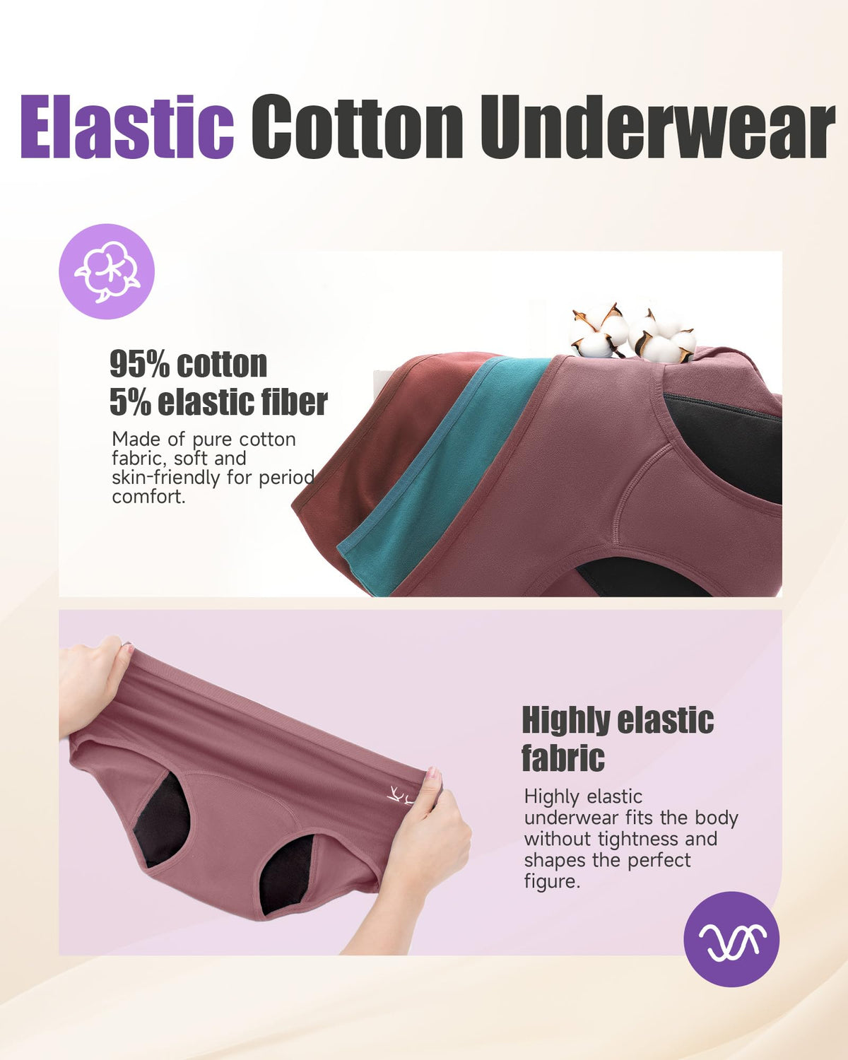 TANSTC Period Pants for Women, Leakproof Period Underwear Pack of 3