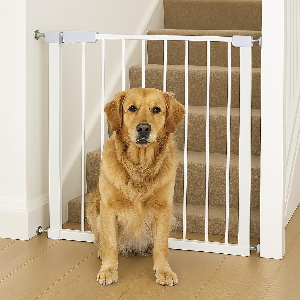 For Your Little One Pressure Fit Safety Stair Gate – 100–107 cm – 2 x 7 cm Extensions Included – No Screws Needed | One-Hand Opening | Baby & Pet Gate for Stairs & Doorways, Grey