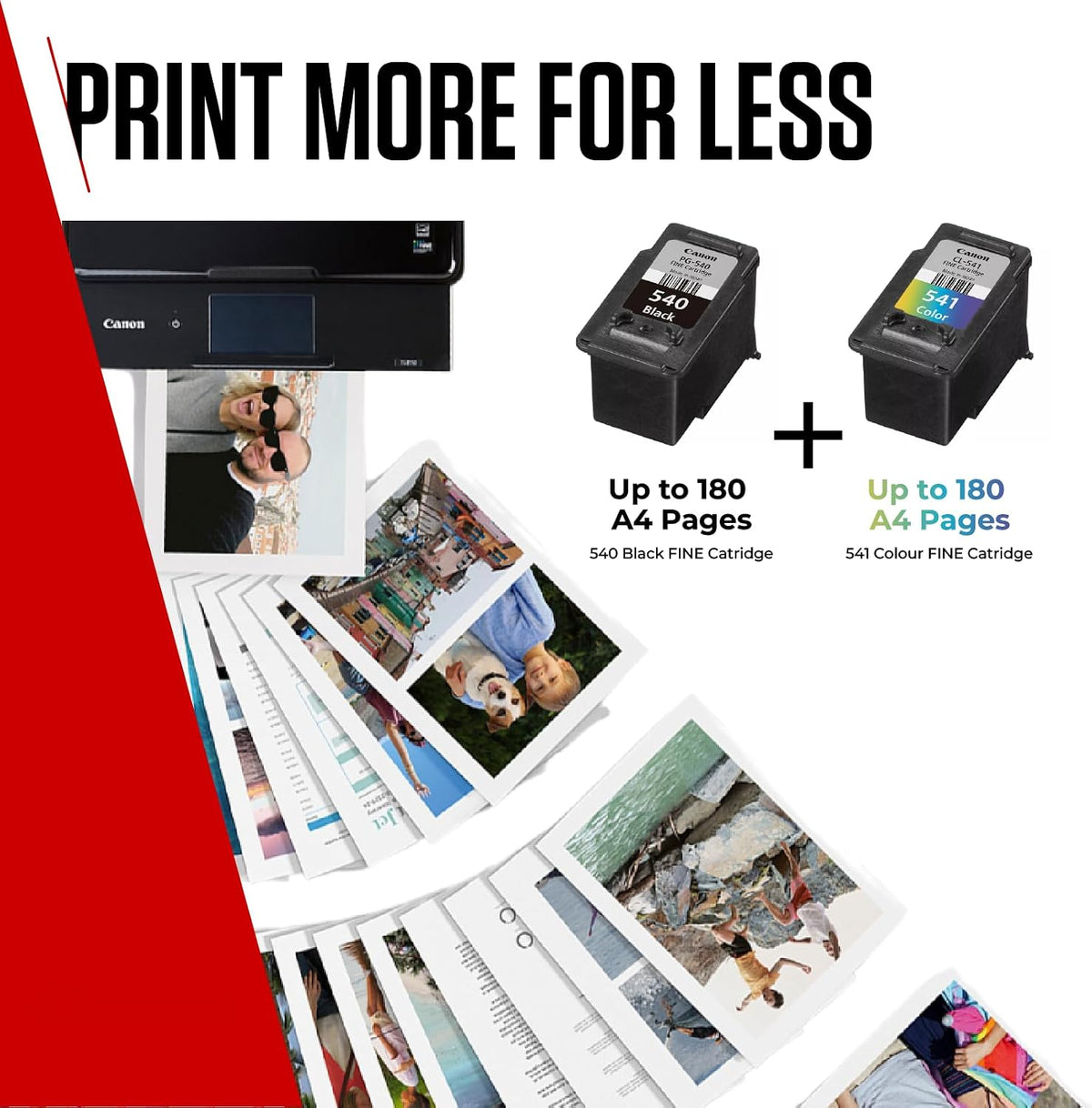 Canon PG-540 + CL-541 FINE Genuine Ink Cartridges + Photo Paper