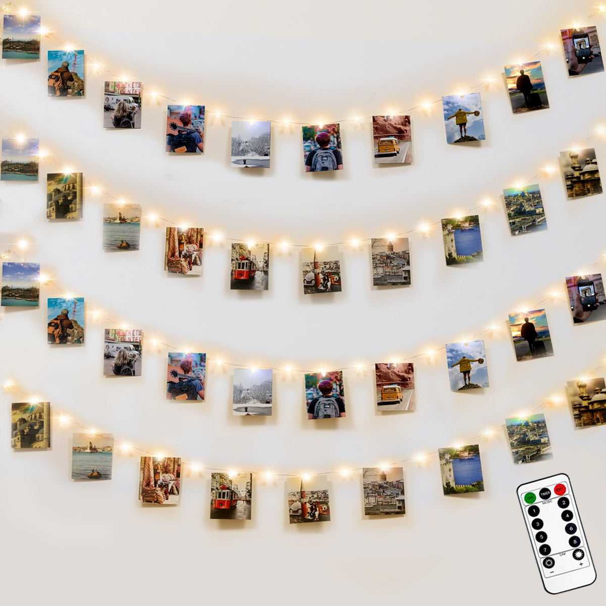 Kolpop 50LED Photo Clip String Lights, 5M Photo Peg Fairy Lights Indoor with 30 Clips Battery Powered Cooper Wire Hanging String Photo Display for Bedroom Birthday Wedding Party Christmas Decorations