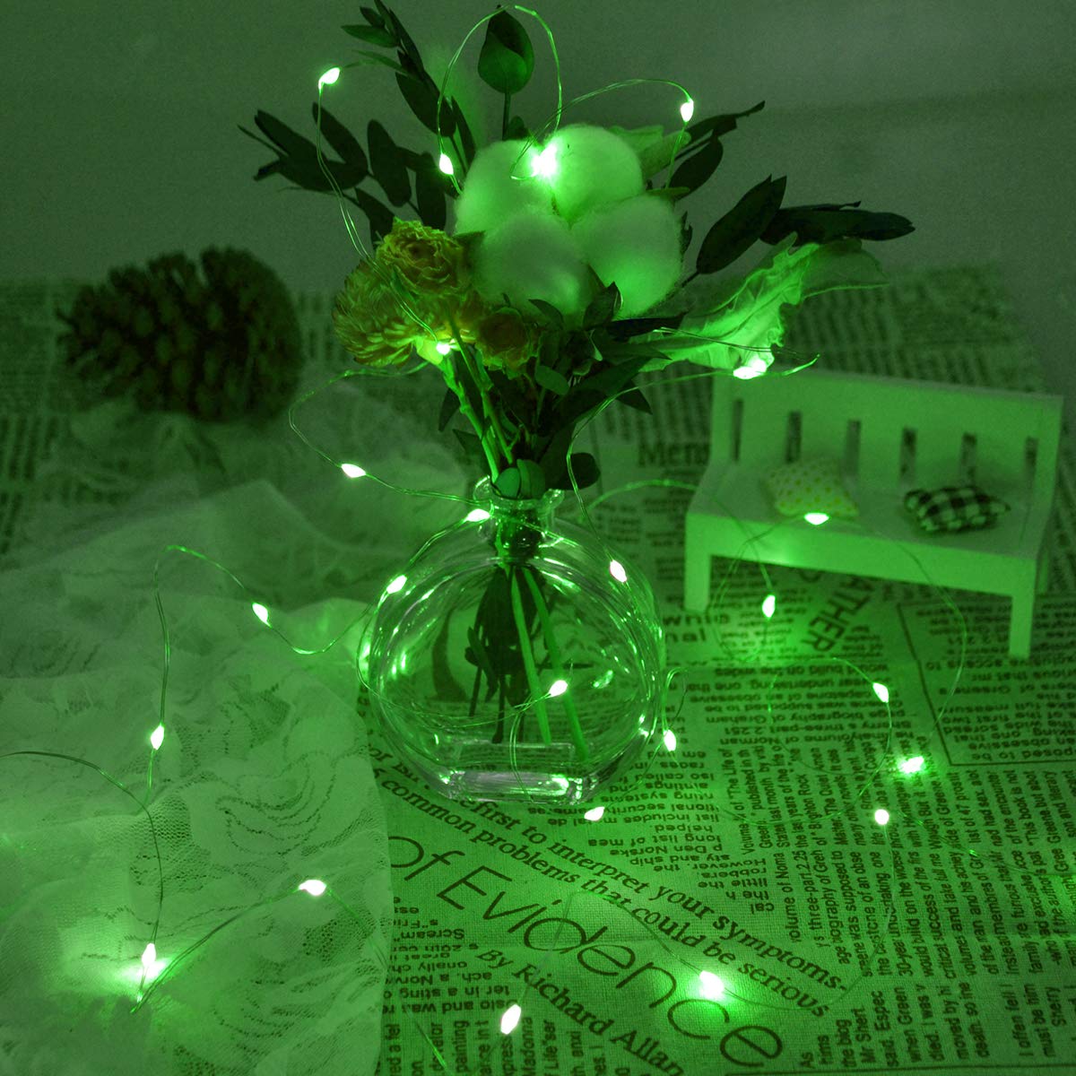 Dalugo Orange Fairy Lights, 3M/10ft Amber Fairy Lights, 30 LED Halloween Battery Lights for Autumn Halloween Christmas Decorations, Fireplace, Home Decor