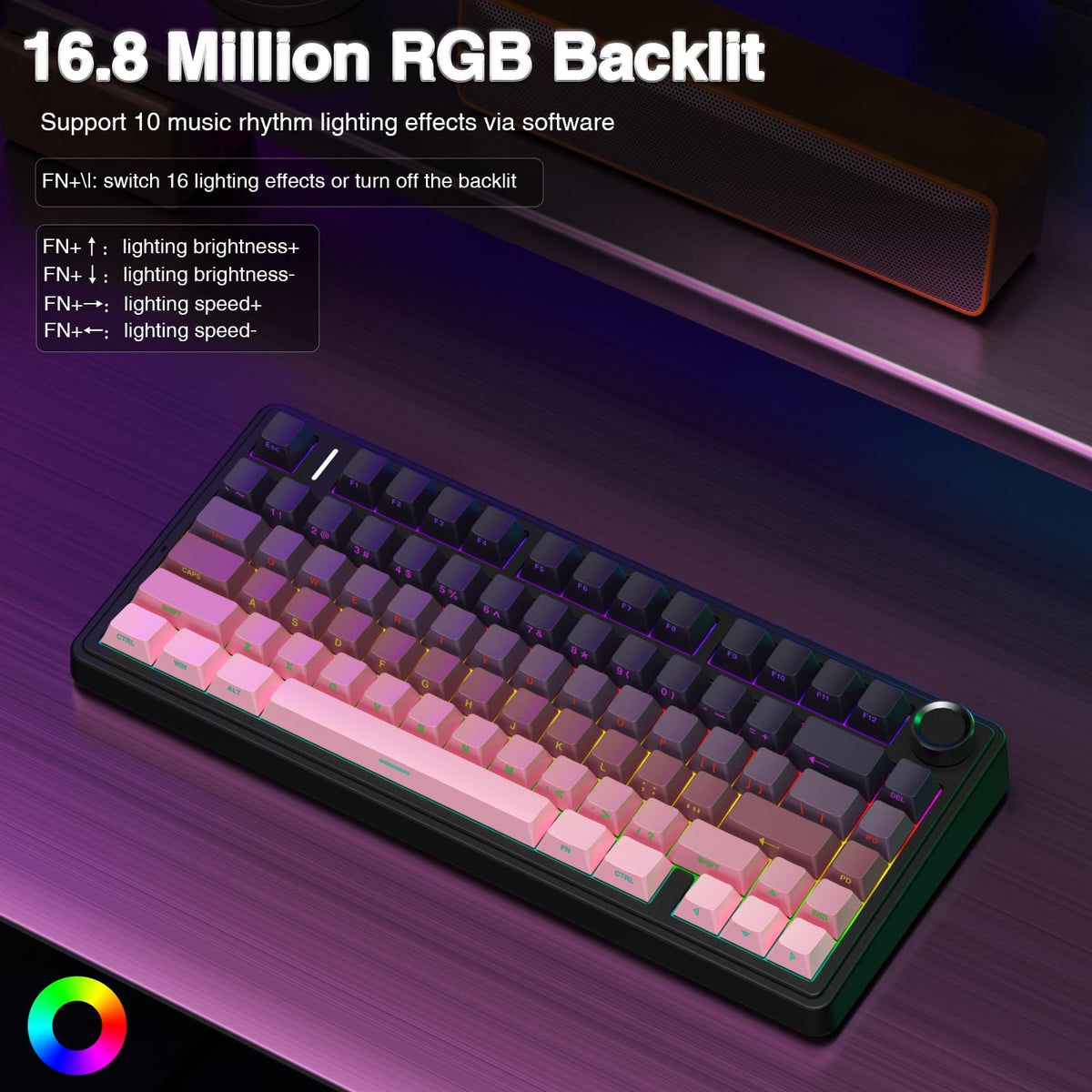 AULA F75 75% Wireless Mechanical Keyboard,2.4Ghz/Type-C/BT5.0 Gaming Keyboards,Advanced Structure,RGB Backlight,Hot Swappable Custom Keyboard for PC/Mac (Cool Black)