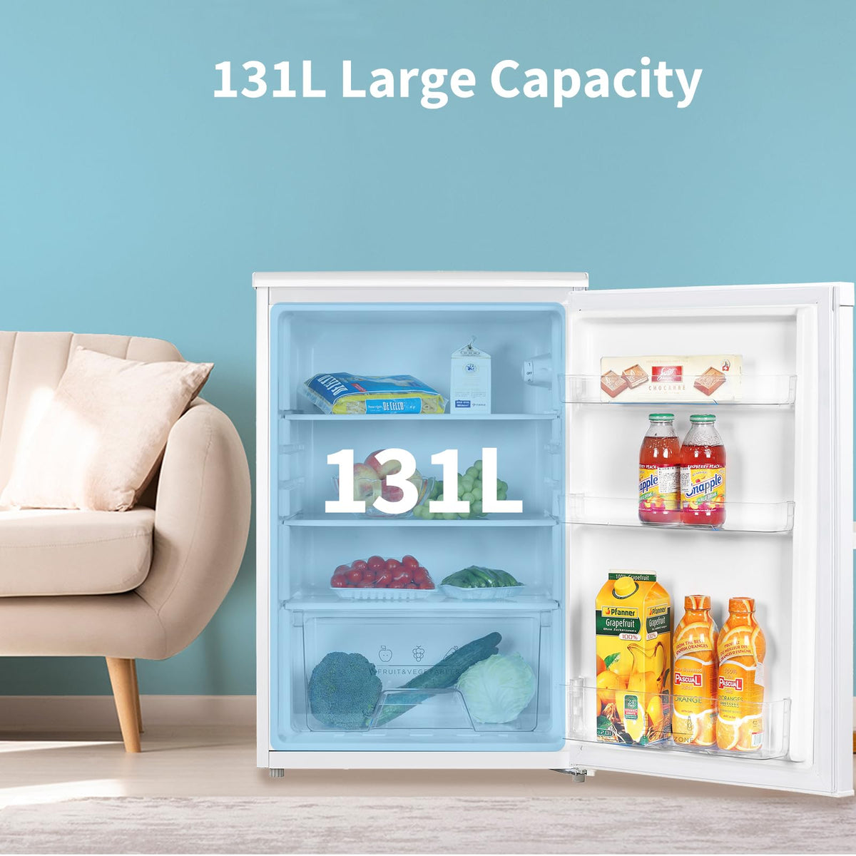 COMFEE' 80L Under Counter Fridge with 4-Star Ice Box, RCD80WH3UK(E)
