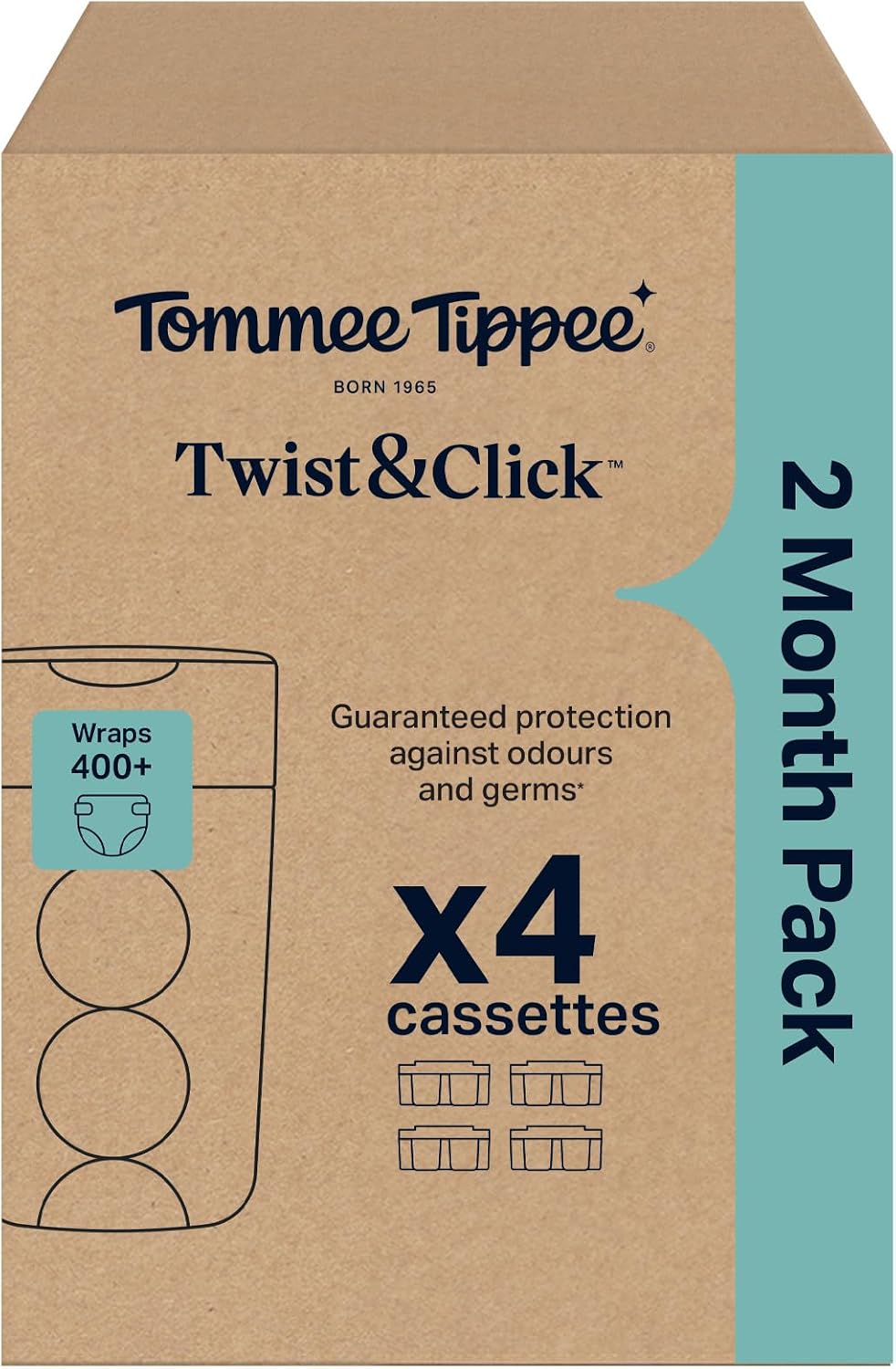 Tommee Tippee Twist & Click Nappy Bin Refill Cassettes Pack of 4