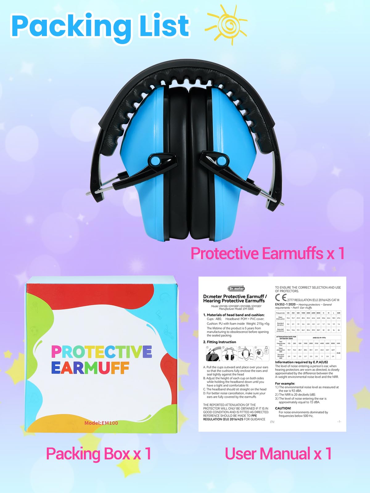 Dr.meter Ear Defenders Children SNR 27.4dB for Autism, Sensory Needs