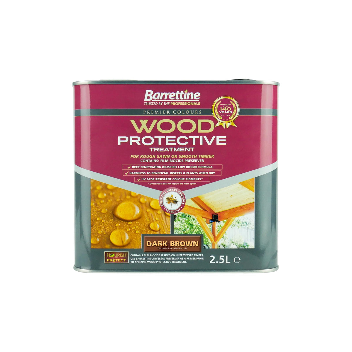 Barrettine Wood Protective Treatment (Clear, 5L) - Ideal Treatment for Outdoor Treated Timber Structures. Wood Protector Oil with Water Repellent Qualities. UV & Fade Resistant.