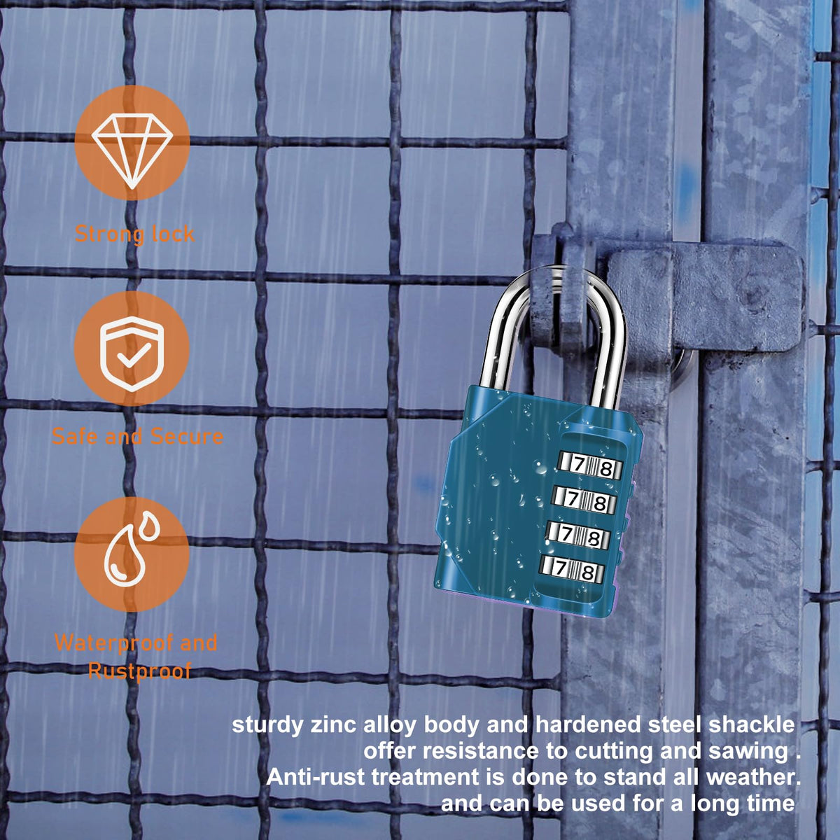 NAGE Padlocks with Code, Combination Lock 4 Digit Gym Locker (1P, Red)