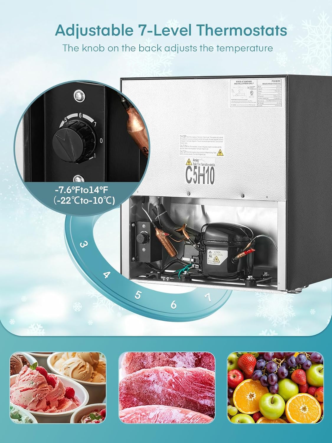 FOHERE Table Top Mini Freezer 32L for Office and Home,Black