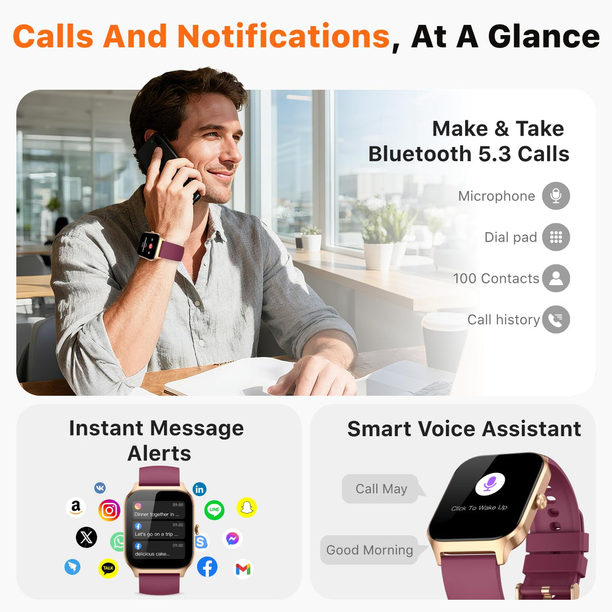 Smart Watch for Women Men - Answer/Make Call, Fitness Tracker Smartwatch for Android iPhone Compatible, Sleep Female Cycle, 120+ Sports Modes Step Counter (Blue, 2 Straps)