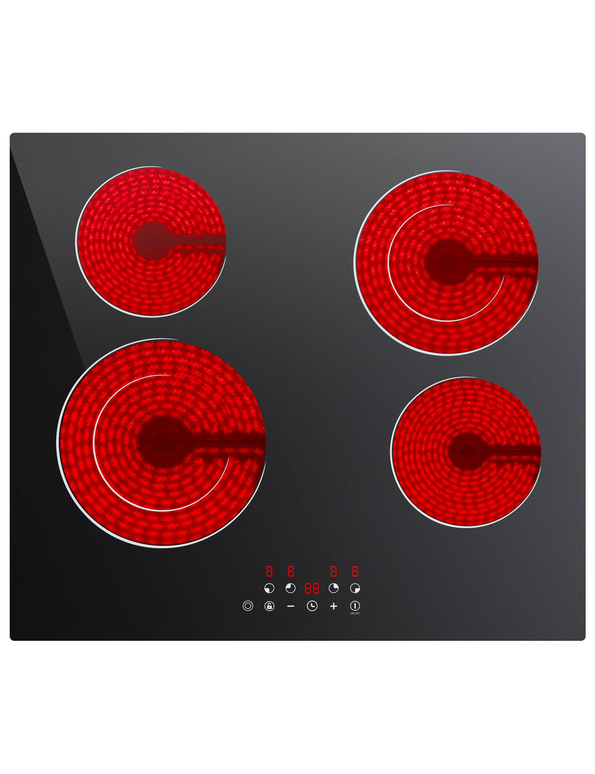 CDV 60cm Ceramic Hob 4 Zones 6400W Dual Ring Built-in Hardwired CDVER64B