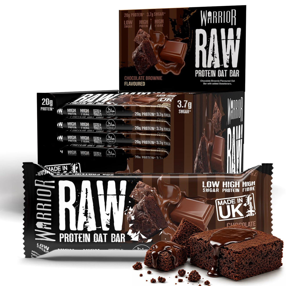 Warrior RAW Protein Bars 12 x 75g High Protein Oat Flapjack Snack