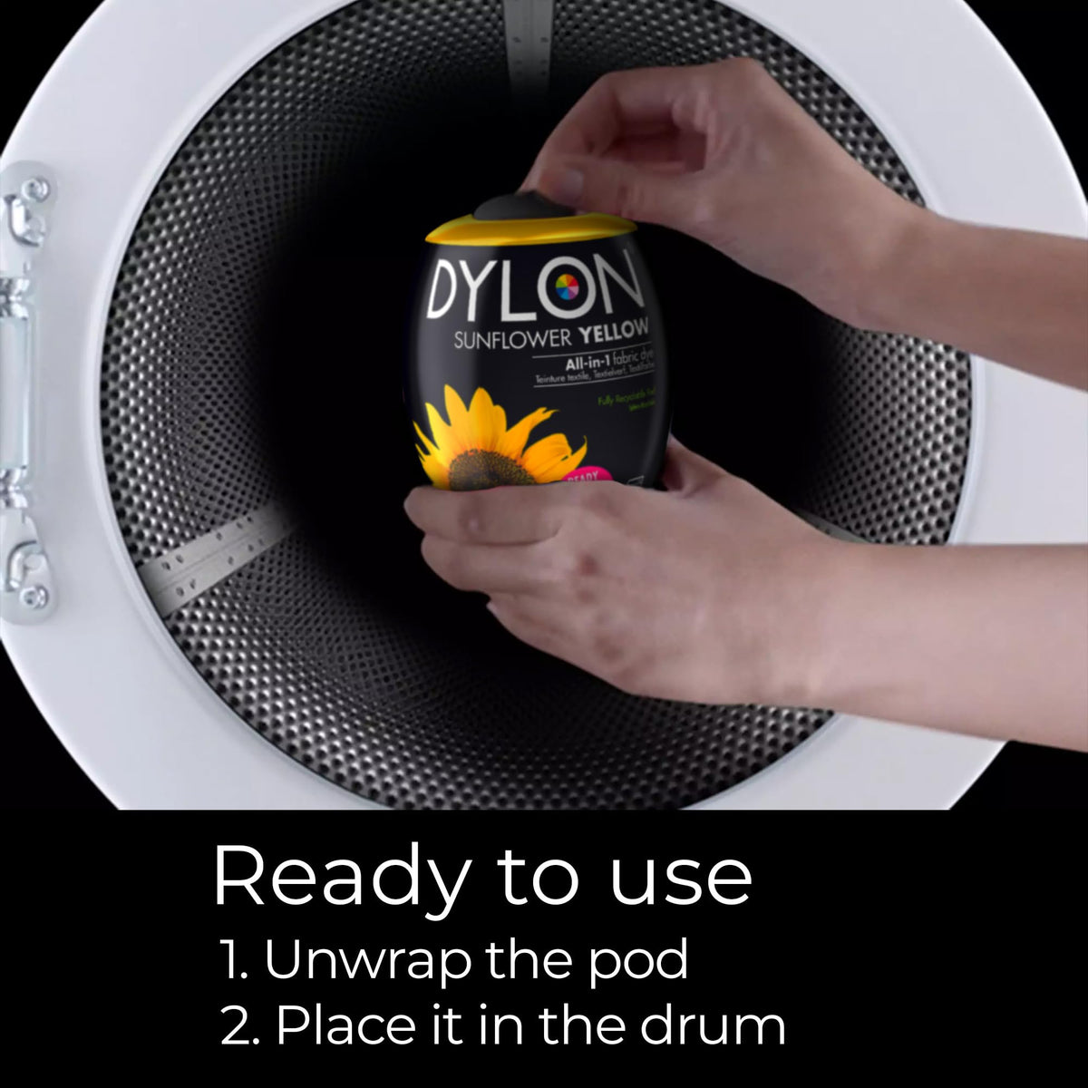 DYLON Washing Machine Fabric Dye Pod, Intense Black, 350g